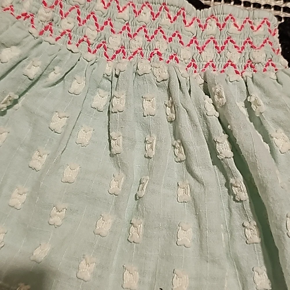 Stretchy waist 12m textured skirt pink & mint